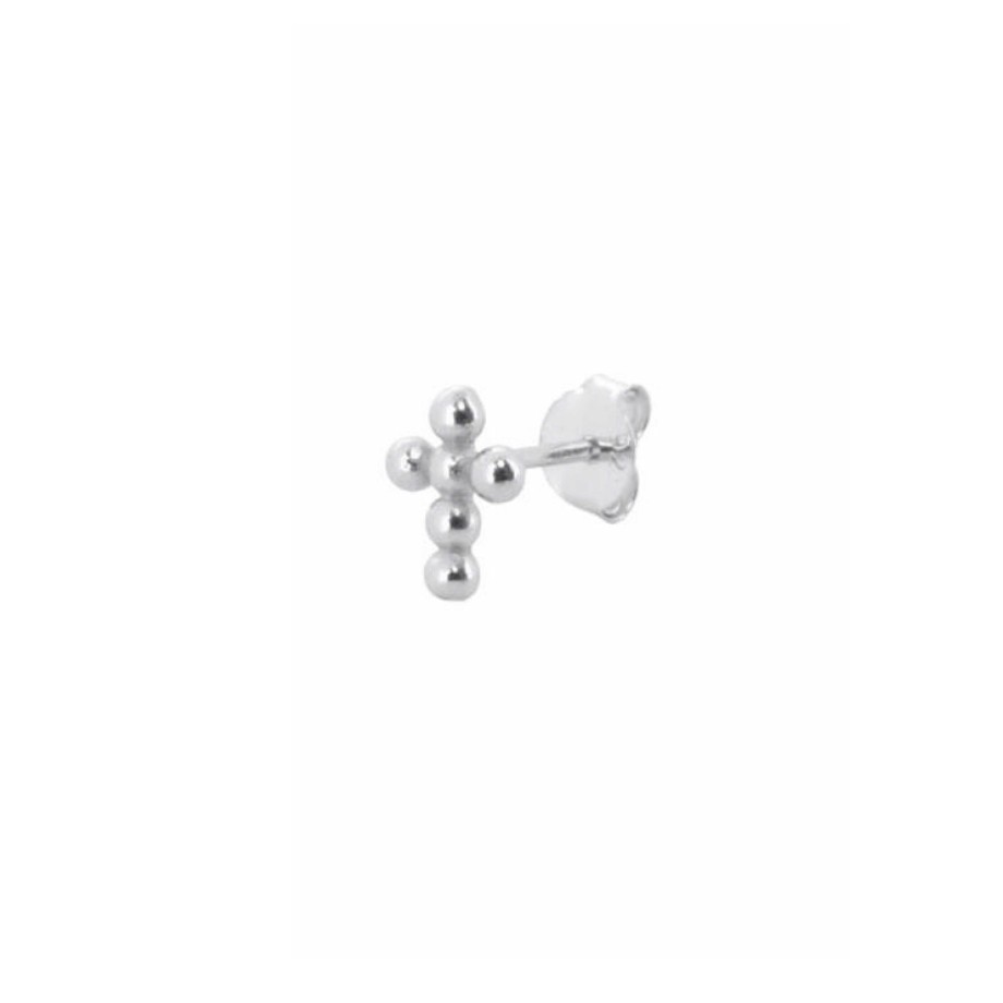 Joyas Plata Joyeria Luis Luna | Pendiente Mini Cross Ball Plata