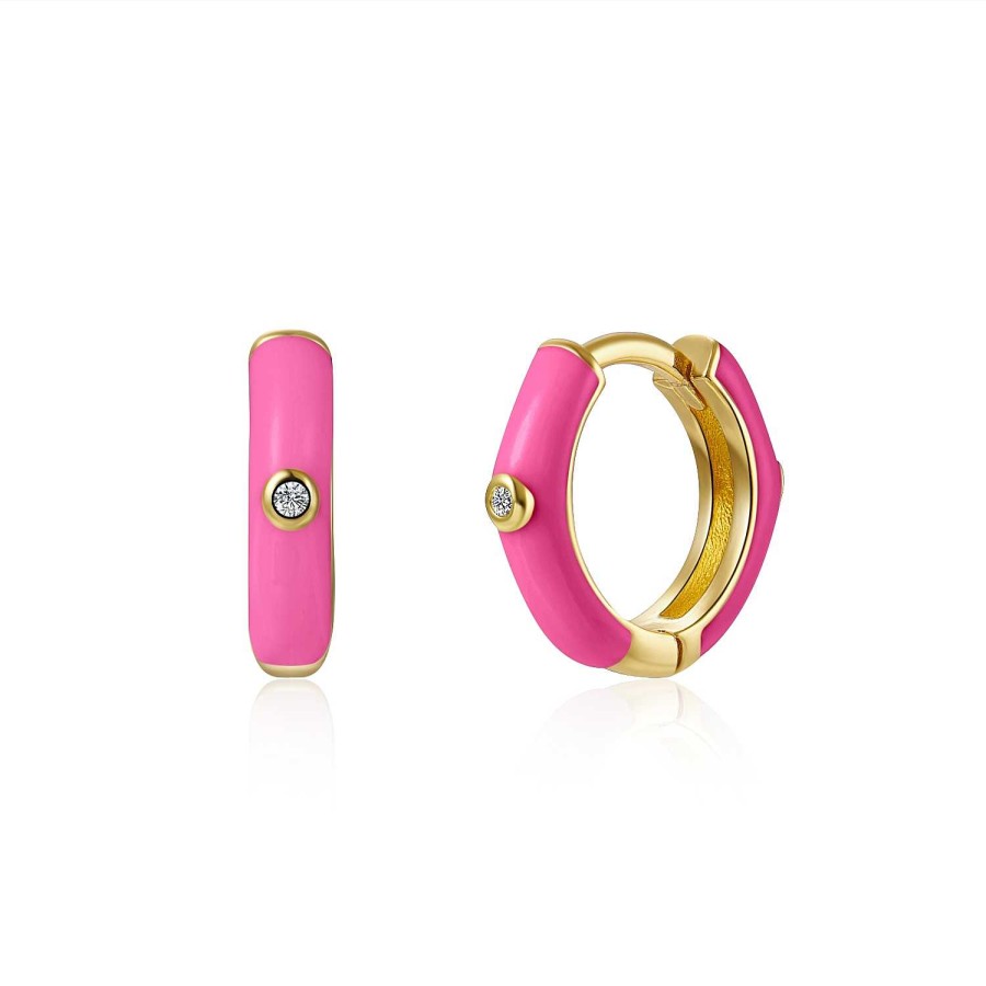 Joyas Plata Joyeria Luis Luna | Aros Muffin Fucsia Plata Dorada