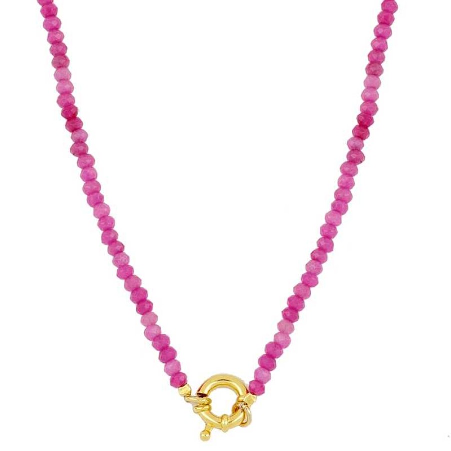 Joyas Plata Joyeria Luis Luna | Collar Anisa Fucsia Plata Dorada