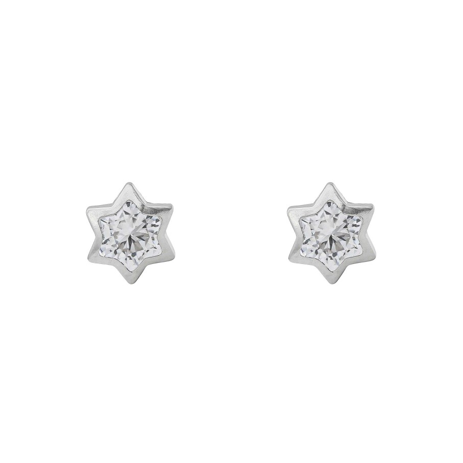 Joyas Oro 18K Joyeria Luis Luna | Pendientes Estrella Oro Blanco 18K