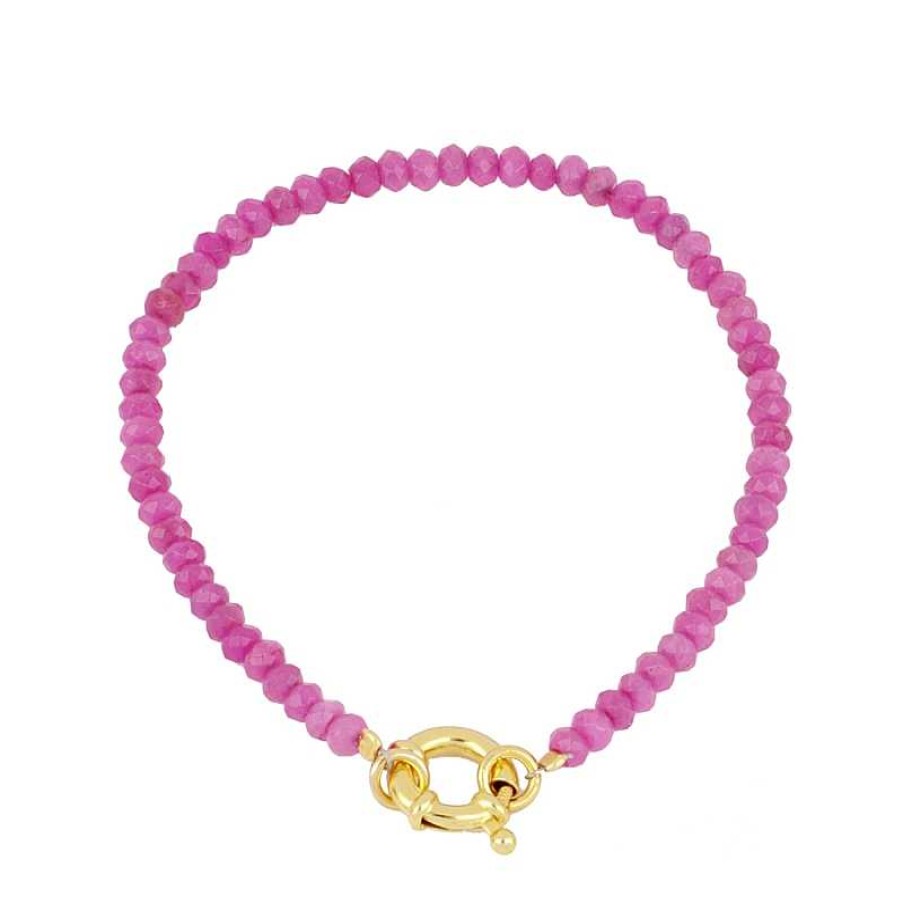 Joyas Plata Joyeria Luis Luna | Pulsera Anisa Fucsia Plata Dorada