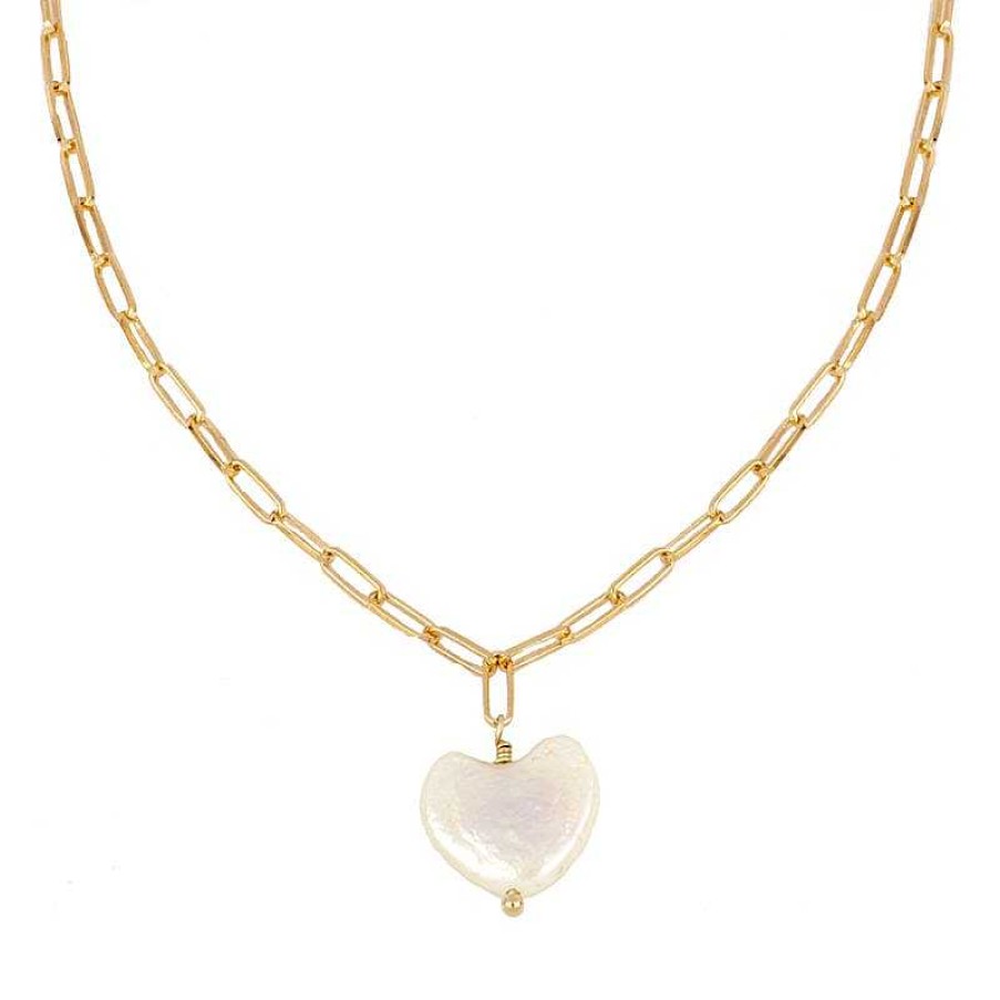 Joyas Plata Joyeria Luis Luna | Collar Heart Pearl Plata Dorada