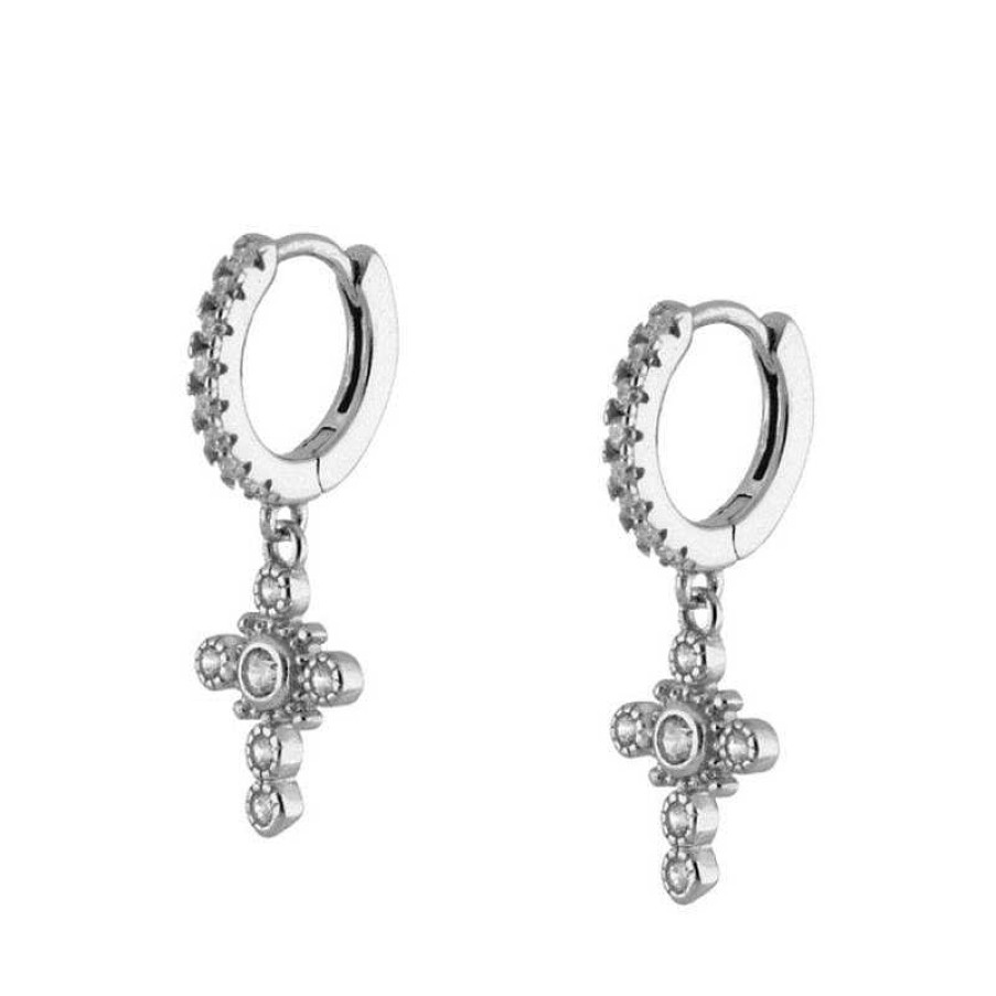 Joyas Plata Joyeria Luis Luna | Aros Isabelin White Cross Plata