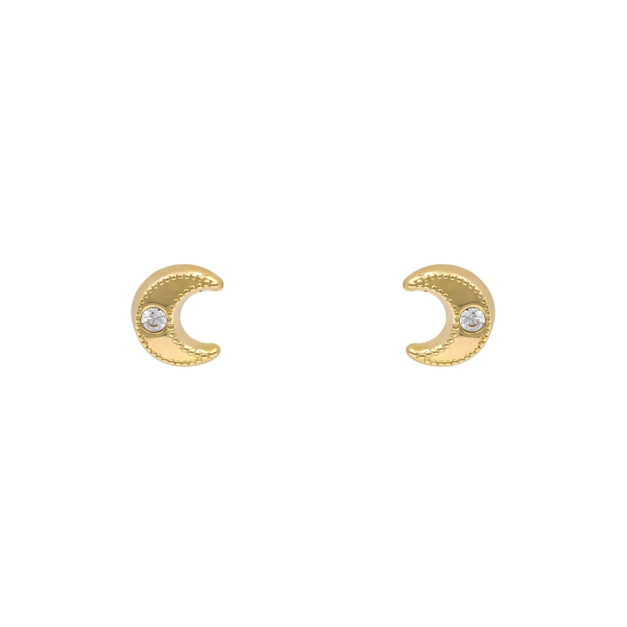 Joyas Oro 18K Joyeria Luis Luna | Pendientes Lunita Oro 18K