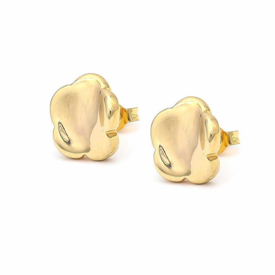 Joyas Oro 18K Joyeria Luis Luna | Pendientes Flor Brillo Oro 18K