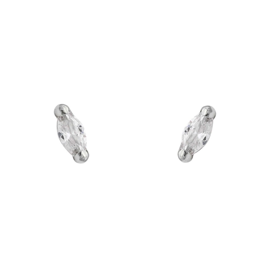 Joyas Oro 18K Joyeria Luis Luna | Pendientes Oval 5Mm Oro Blanco 18K