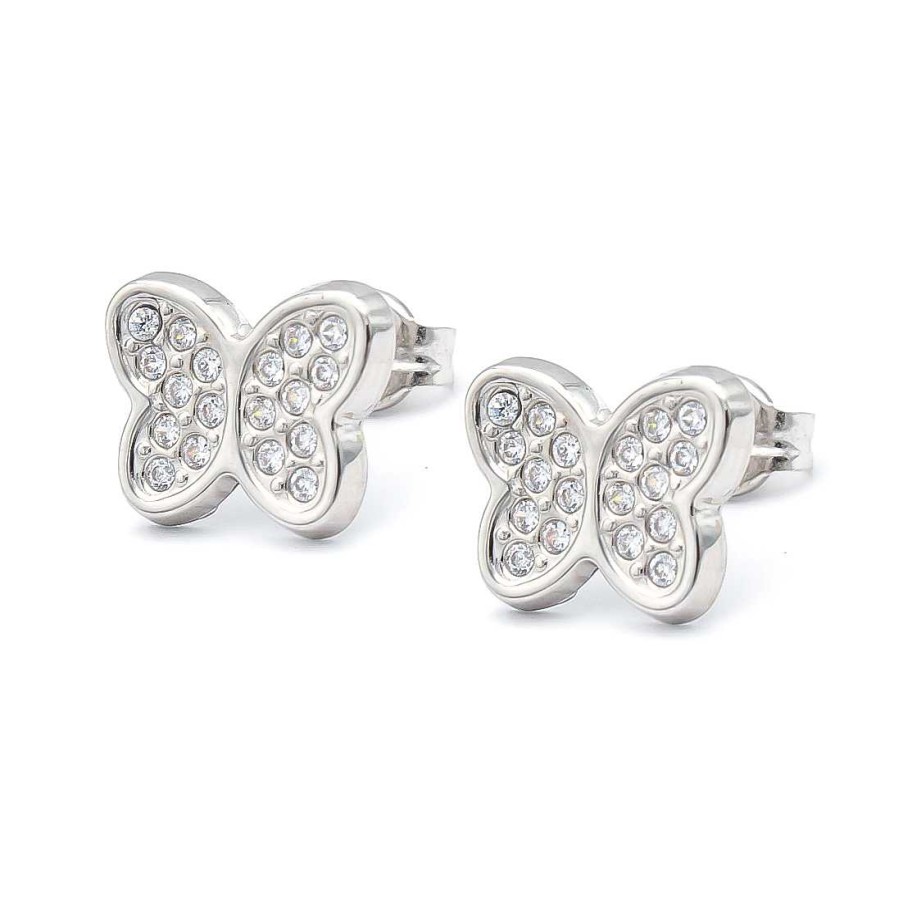 Joyas Oro 18K Joyeria Luis Luna | Pendientes Mariposa Oro Blanco 18K