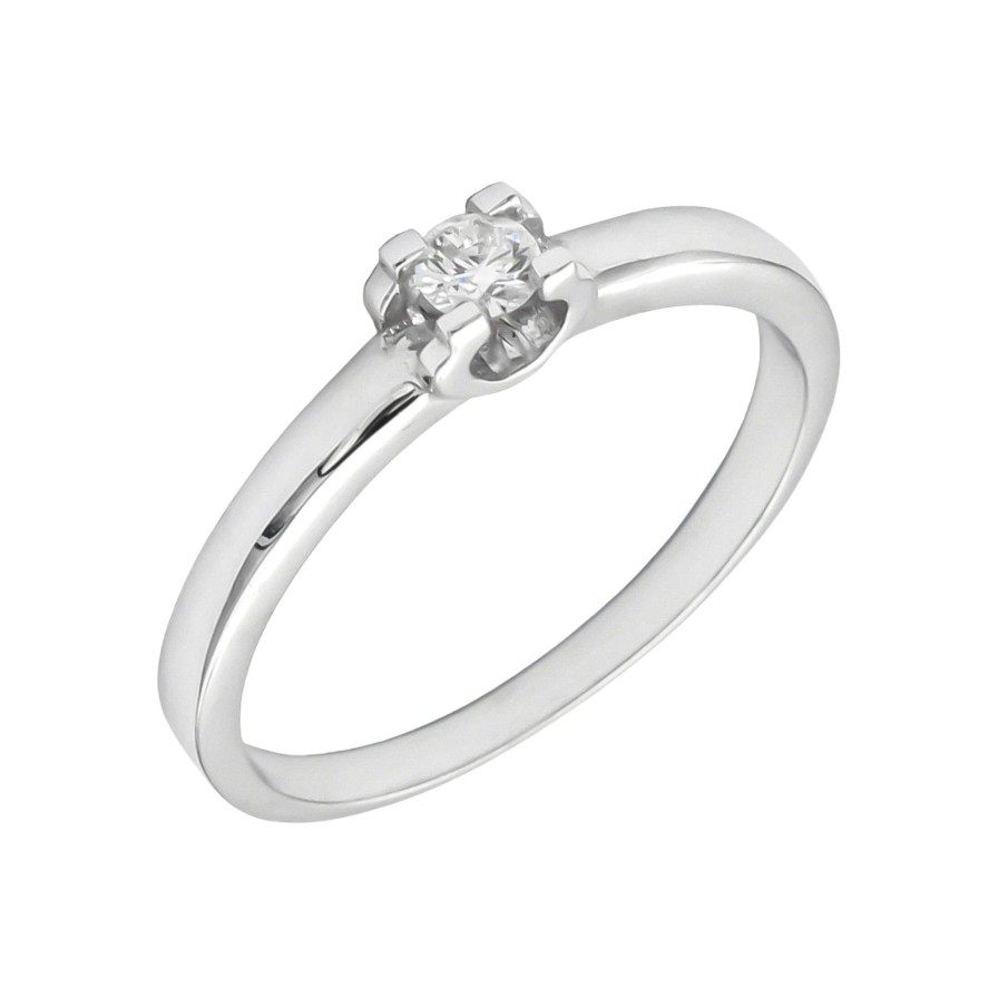 Boda Joyeria Luis Luna | Solitario Olivia Diamante 0,10Ct G-Vs Oro Blanco 18K