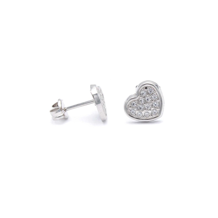 Joyas Oro 18K Joyeria Luis Luna | Pendientes Heart Oro Blanco 18K