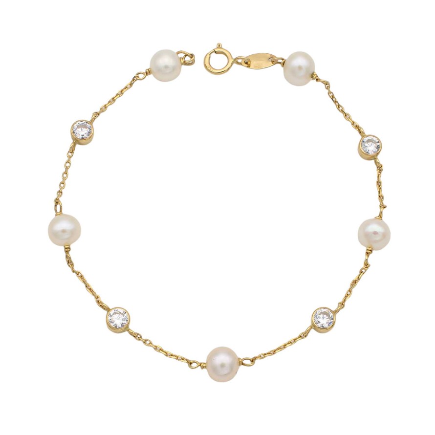 Joyas Oro 18K Joyeria Luis Luna | Pulsera Chat N Perla Oro 18K