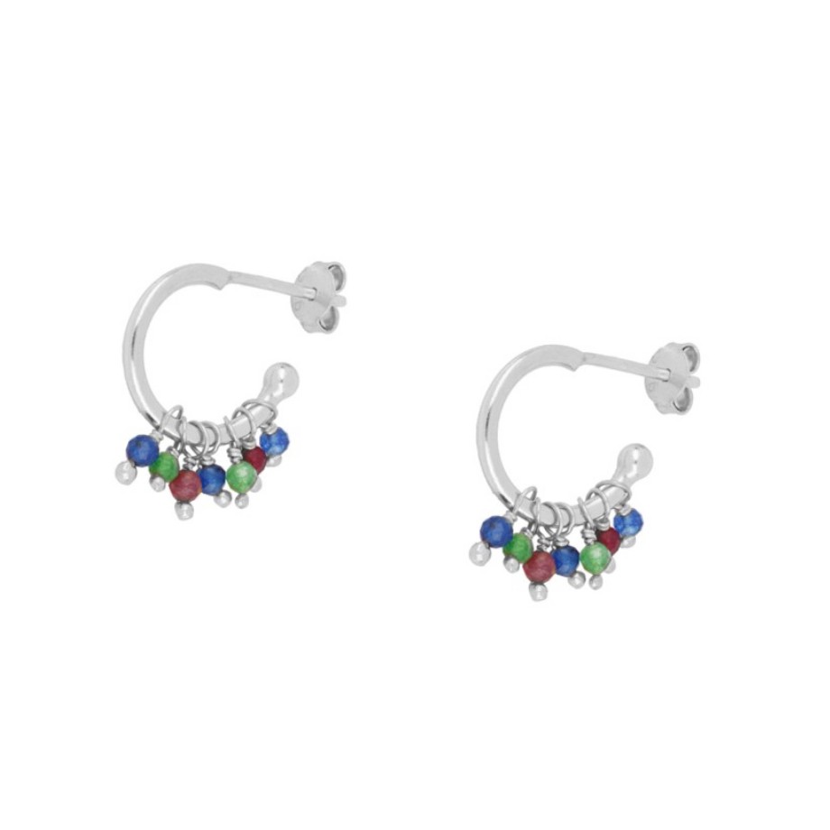 Joyas Plata Joyeria Luis Luna | Aros Jaipur Multicolor Plata