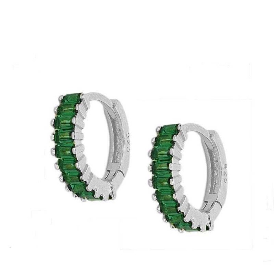 Joyas Plata Joyeria Luis Luna | Aros Olimpo Verde Plata