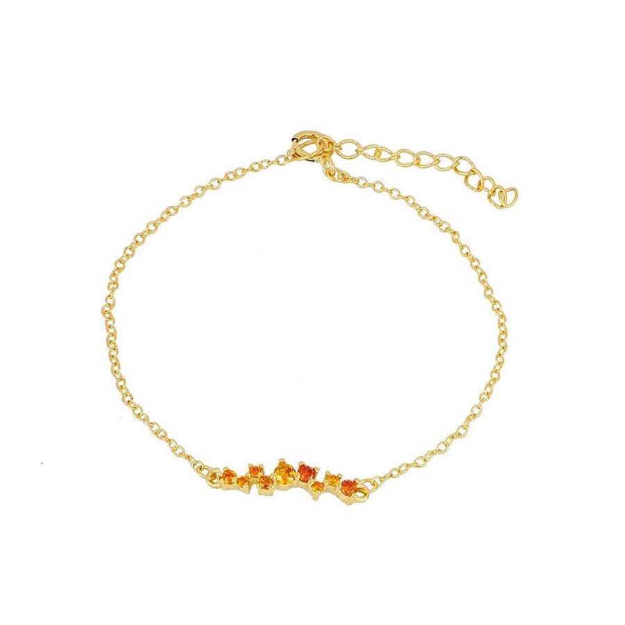 Joyas Plata Joyeria Luis Luna | Pulsera Marie Naranja Plata Dorada