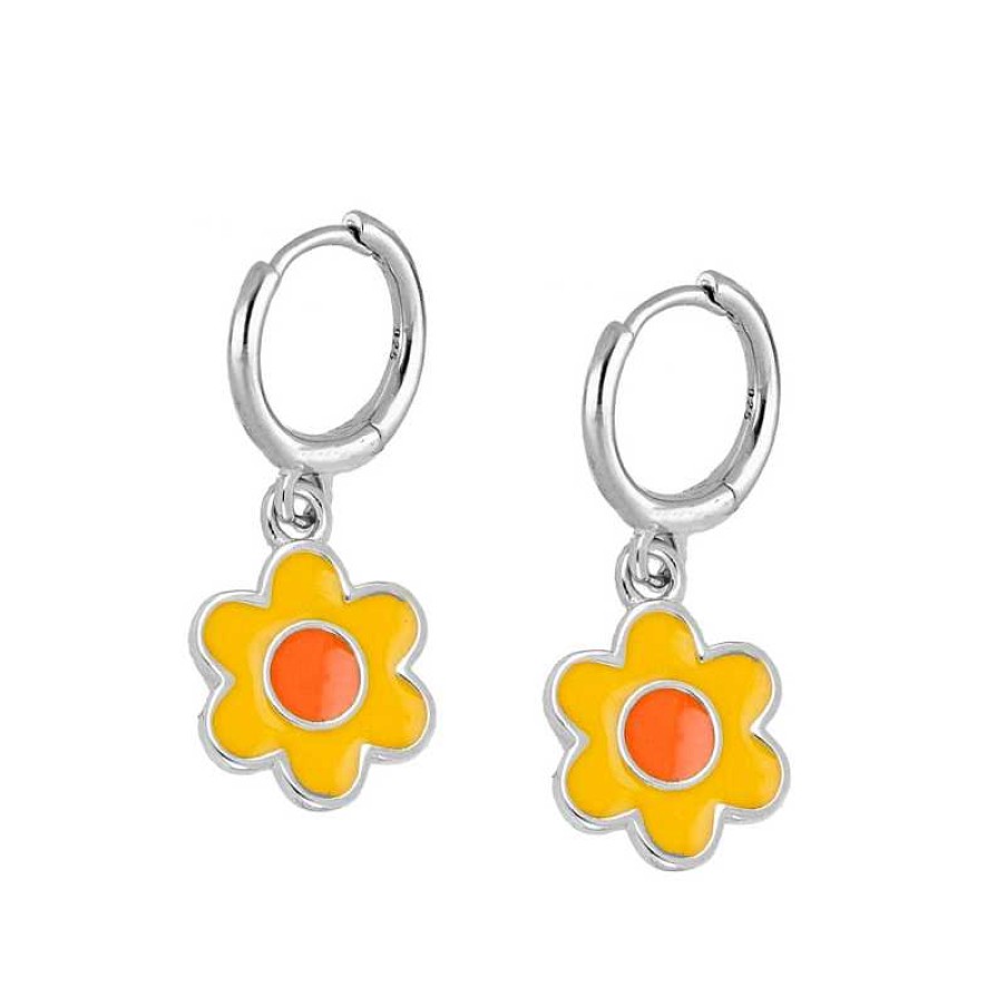 Joyas Plata Joyeria Luis Luna | Aros Flower Amarillo Plata