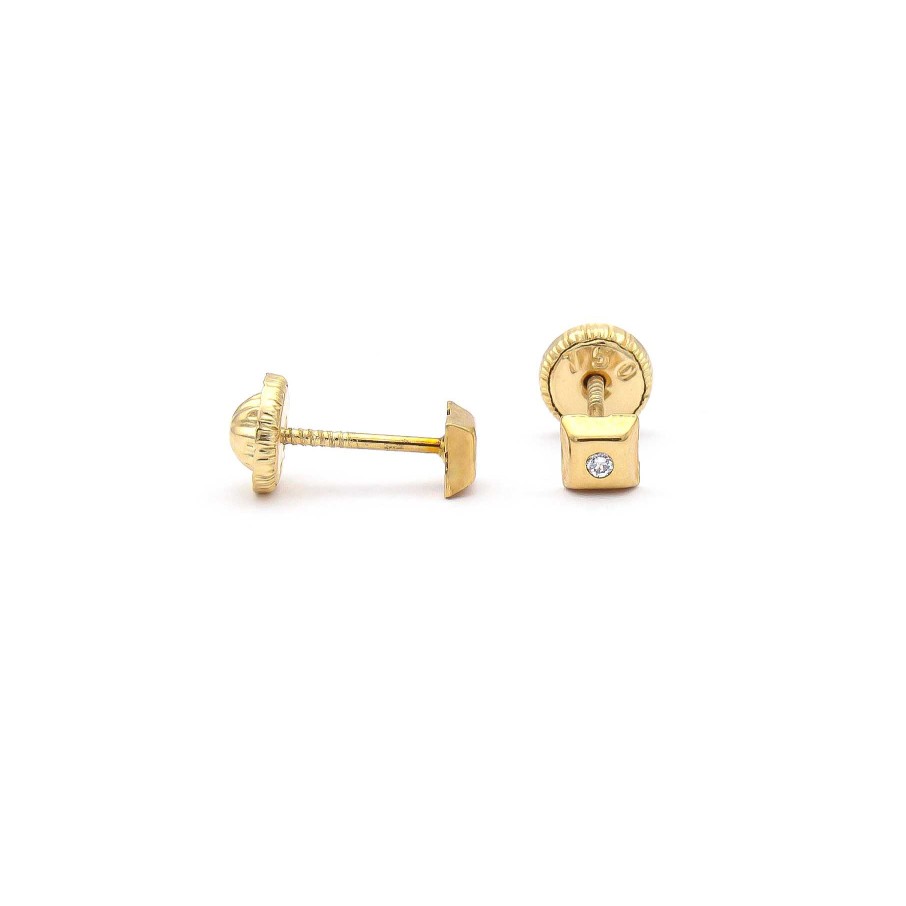 Diamantes Joyeria Luis Luna | Pendientes Square Diamantes Oro 18K