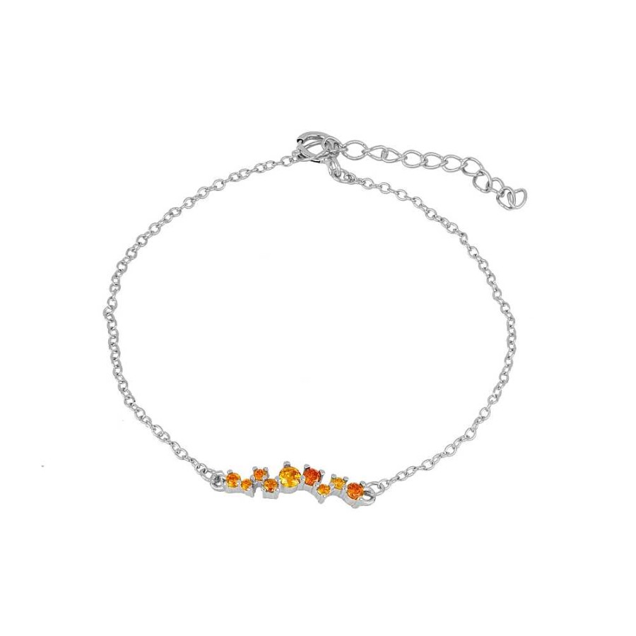 Joyas Plata Joyeria Luis Luna | Pulsera Marie Naranja Plata