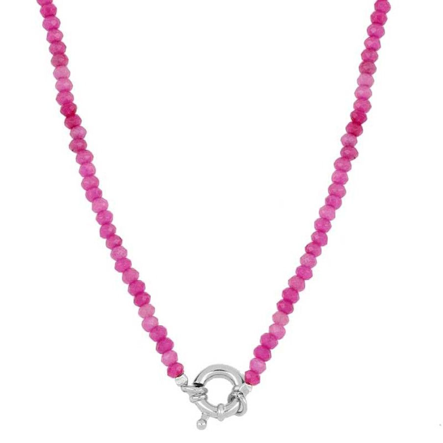 Joyas Plata Joyeria Luis Luna | Collar Anisa Fucsia Plata