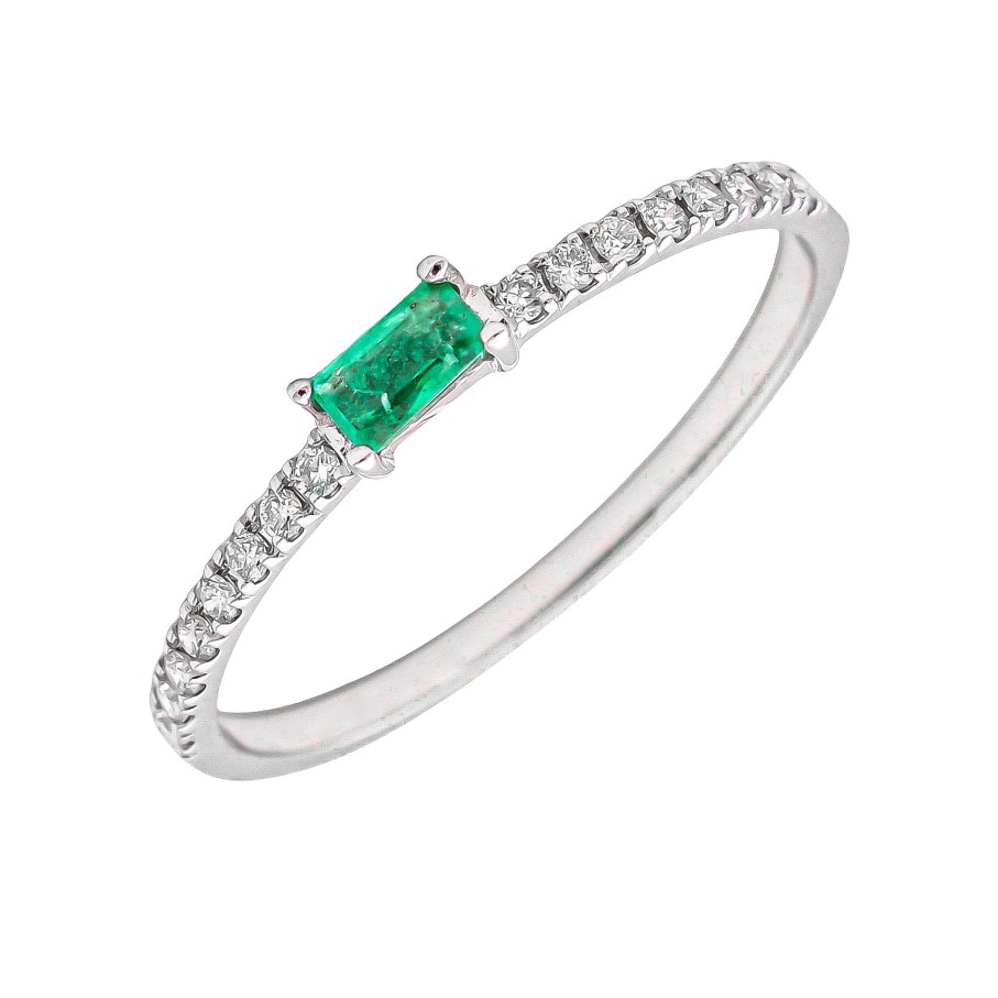 Boda Joyeria Luis Luna | Anillo Aura Esmeralda Diamantes G-Vs Oro Blanco 18K