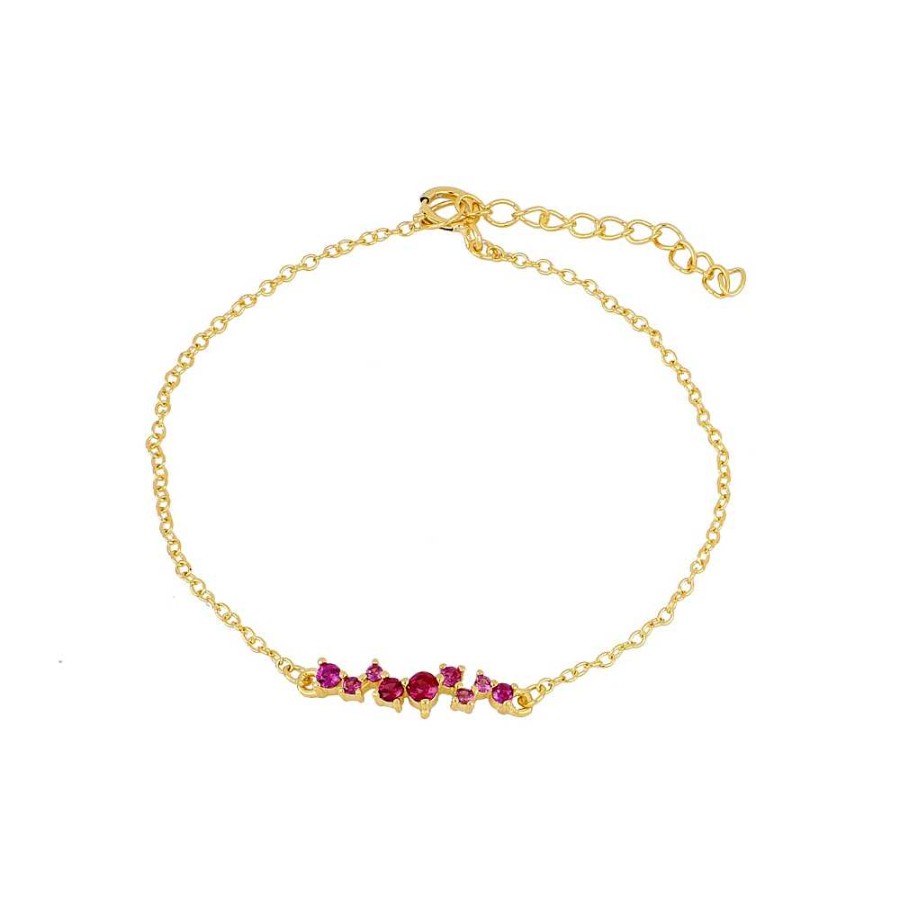 Joyas Plata Joyeria Luis Luna | Pulsera Marie Fucsia Plata Dorada