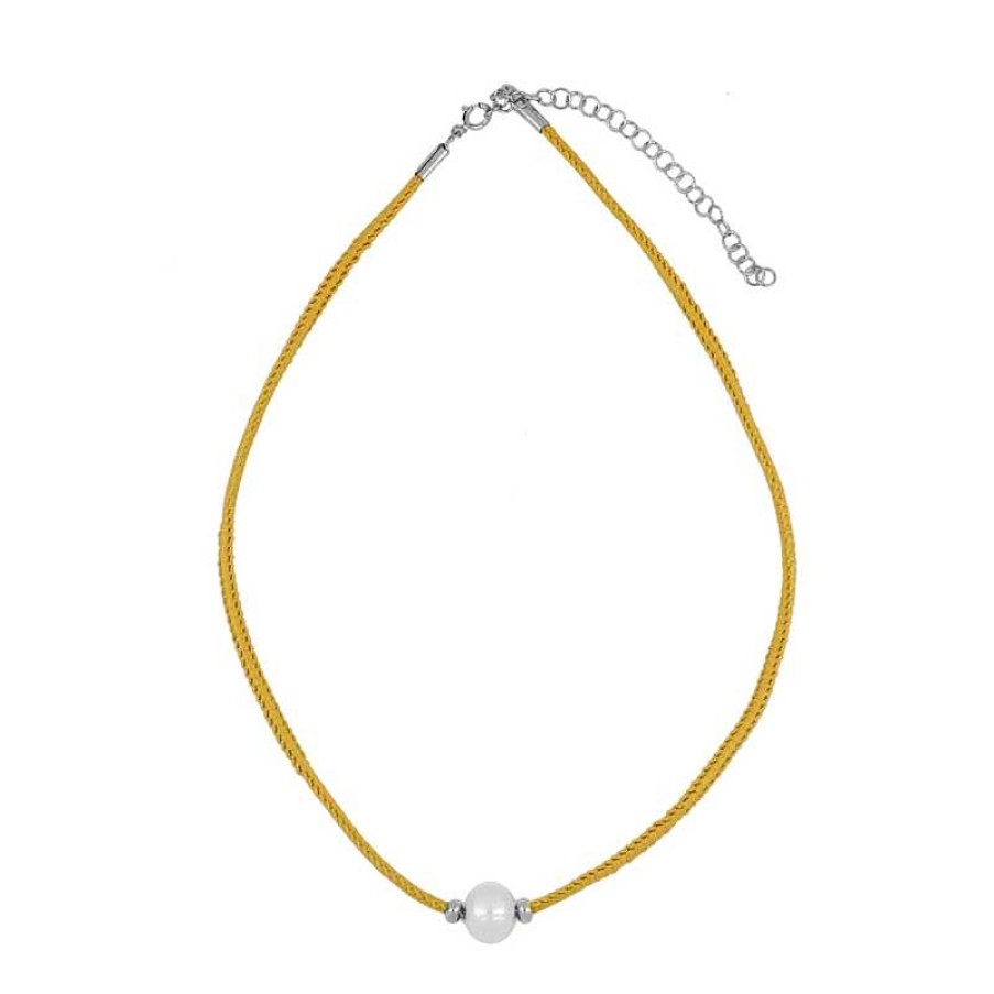 Joyas Plata Joyeria Luis Luna | Collar Perla Hilo Beige Plata