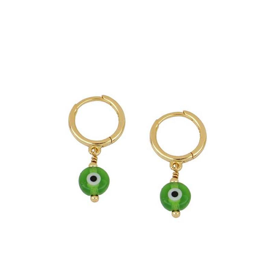 Joyas Plata Joyeria Luis Luna | Aros Ojo Turco Verde Plata Dorada