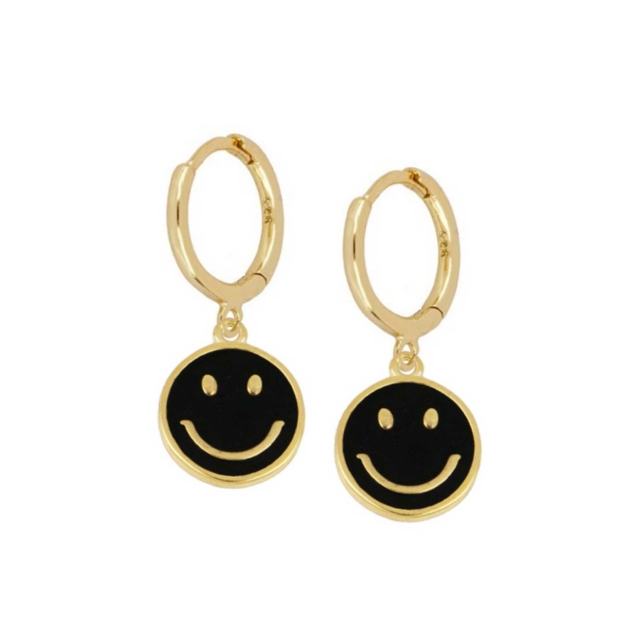 Joyas Plata Joyeria Luis Luna | Aros Smiley Black Plata Dorada