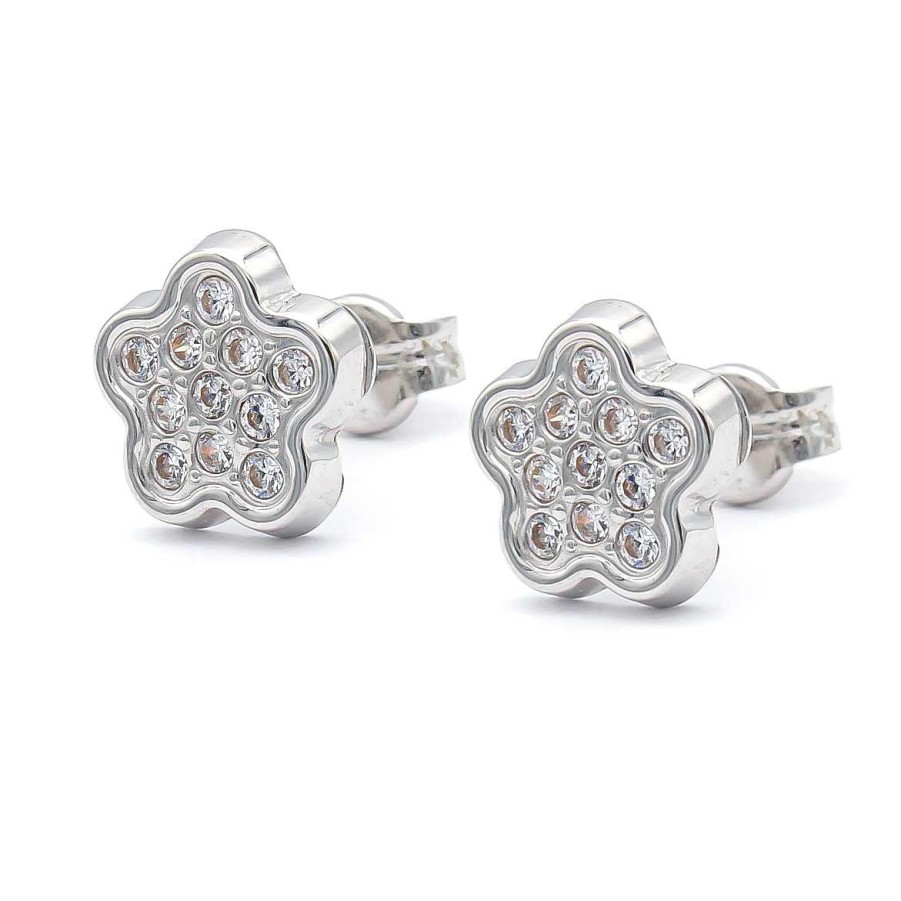 Joyas Oro 18K Joyeria Luis Luna | Pendientes Flora Oro Blanco 18K