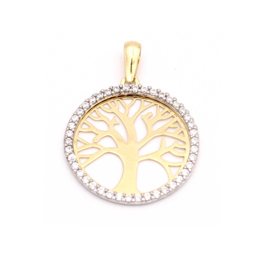 Joyas Oro 18K Joyeria Luis Luna | Colgante Rbol De La Vida Circonitas Oro 18K