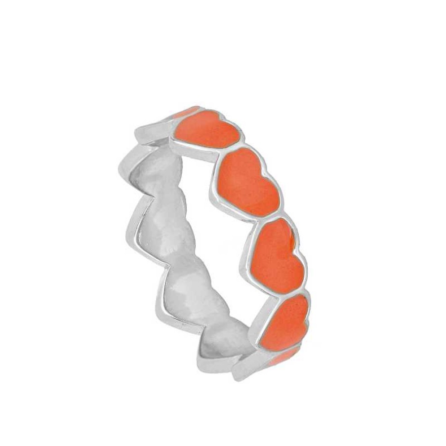 Joyas Plata Joyeria Luis Luna | Anillo Corazones Naranja Plata