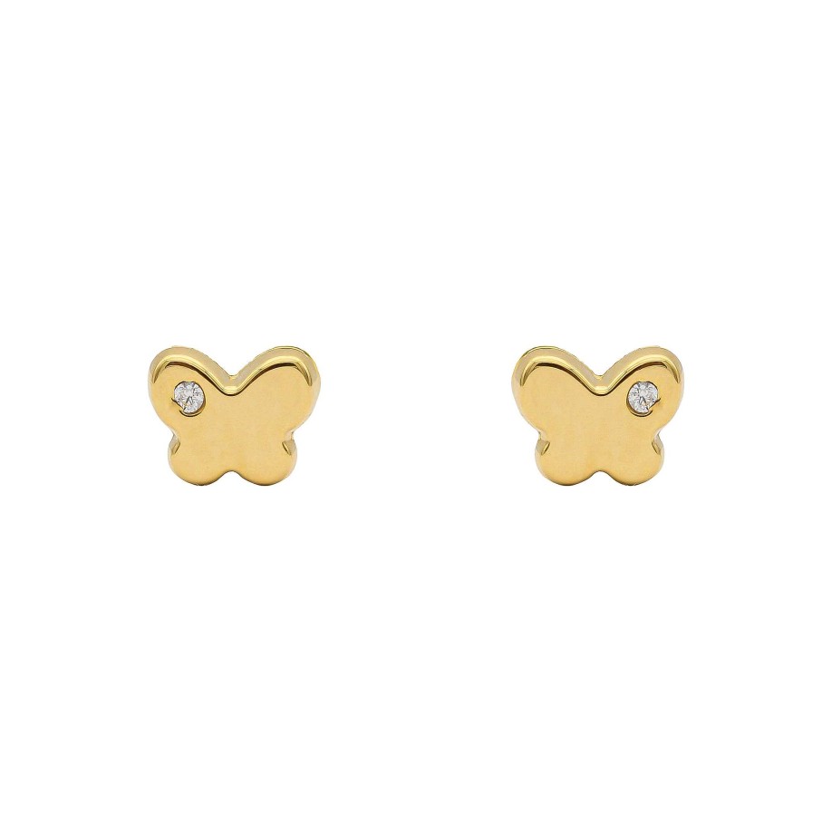 Joyas Oro 18K Joyeria Luis Luna | Pendientes Mariposa Circonita Oro 18K