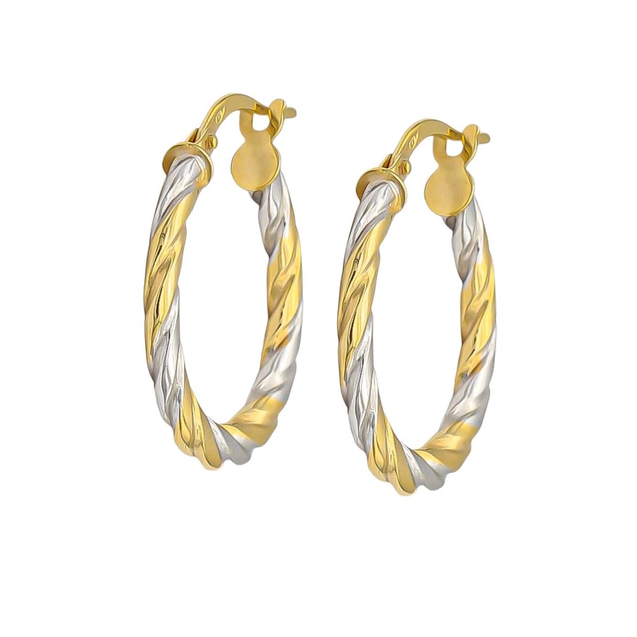 Joyas Oro 18K Joyeria Luis Luna | Aros Aileen 20Mm Oro Bicolor 18K