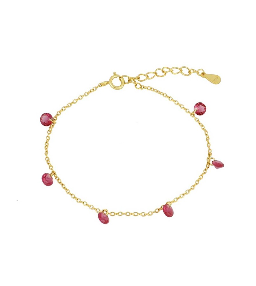 Joyas Plata Joyeria Luis Luna | Pulsera Lima Fucsia Plata Dorada