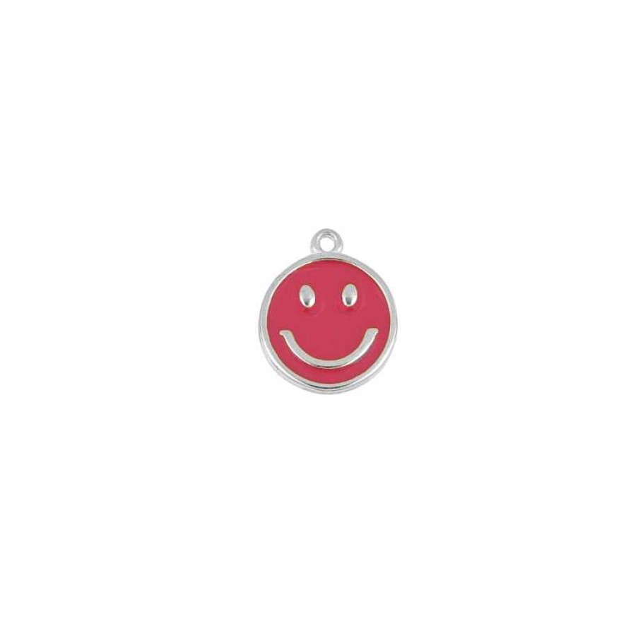 Joyas Plata Joyeria Luis Luna | Charm Smiley Fucsia Plata