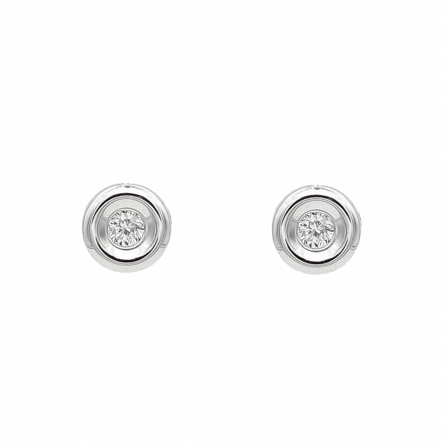 Diamantes Joyeria Luis Luna | Pendientes Chat N Diamante Oro Blanco 18K