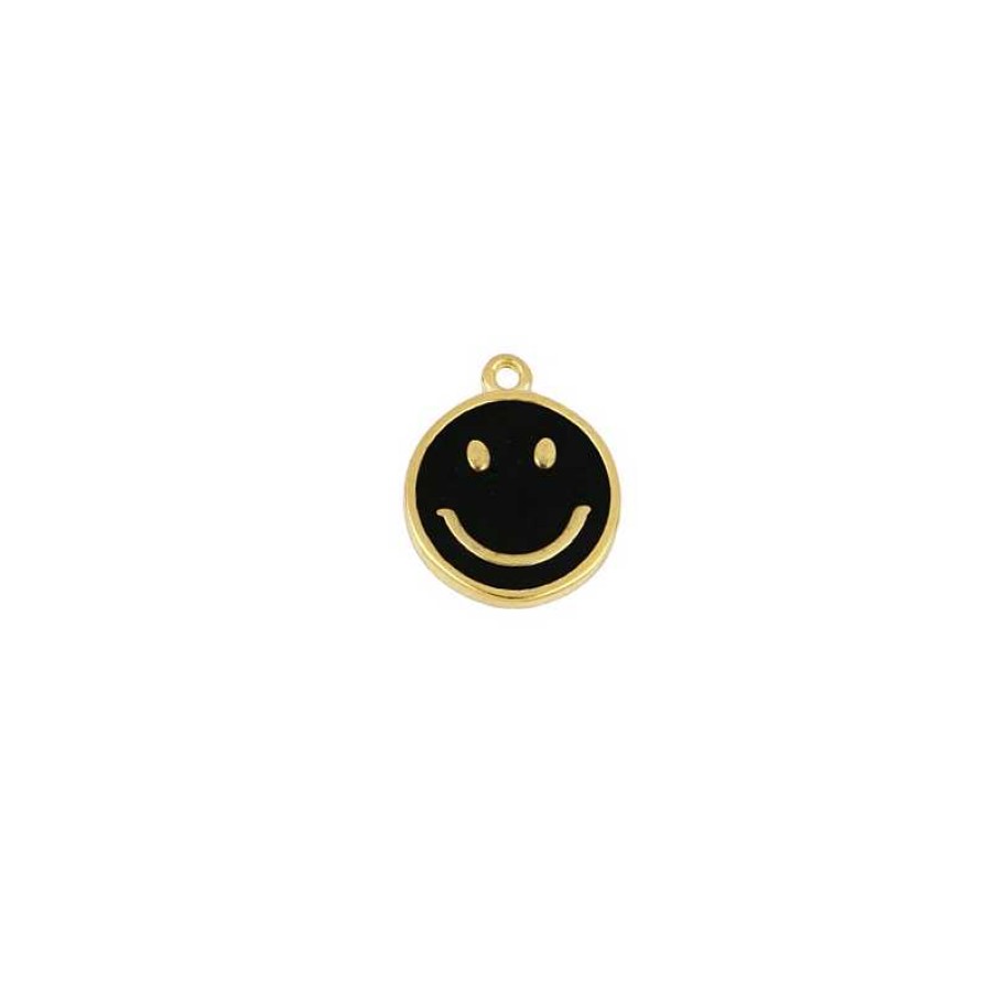 Joyas Plata Joyeria Luis Luna | Charm Smiley Black Plata Dorada