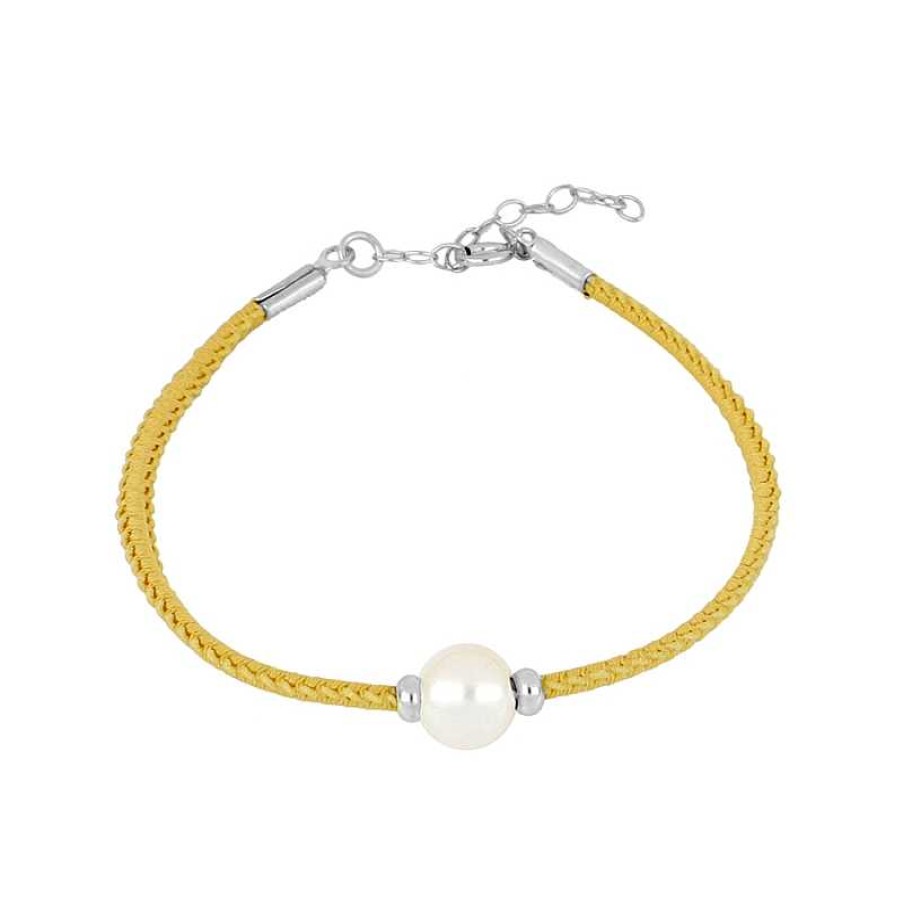 Joyas Plata Joyeria Luis Luna | Pulsera Perla Hilo Beige Plata