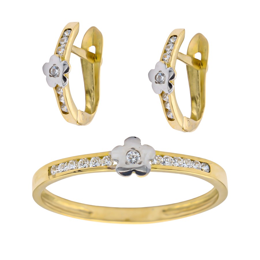 Joyas Oro 18K Joyeria Luis Luna | Juego Flor Oro Bicolor 18K