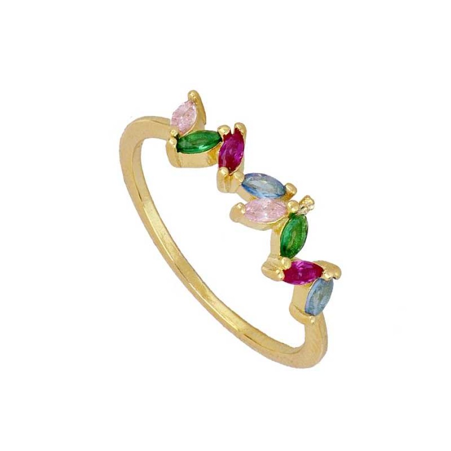 Joyas Plata Joyeria Luis Luna | Anillo Dois Multicolor Plata Dorada