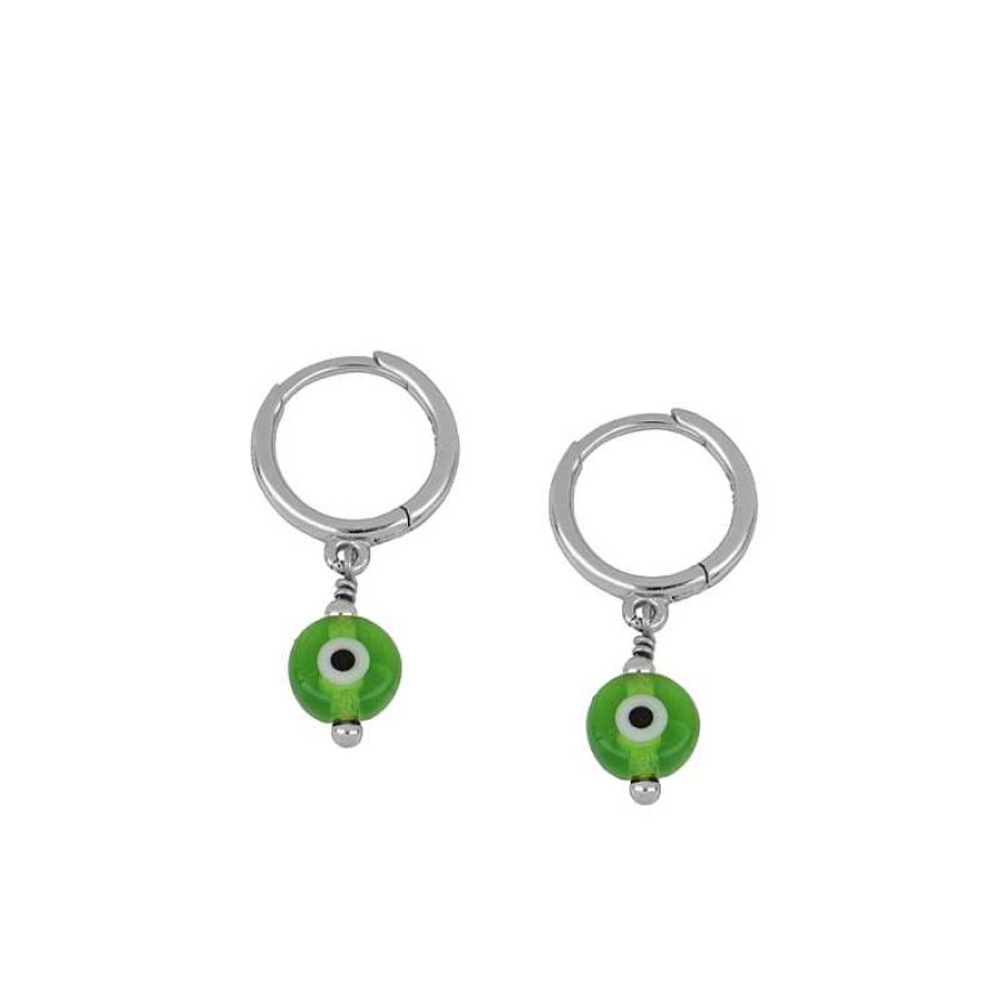 Joyas Plata Joyeria Luis Luna | Aros Ojo Turco Verde Plata