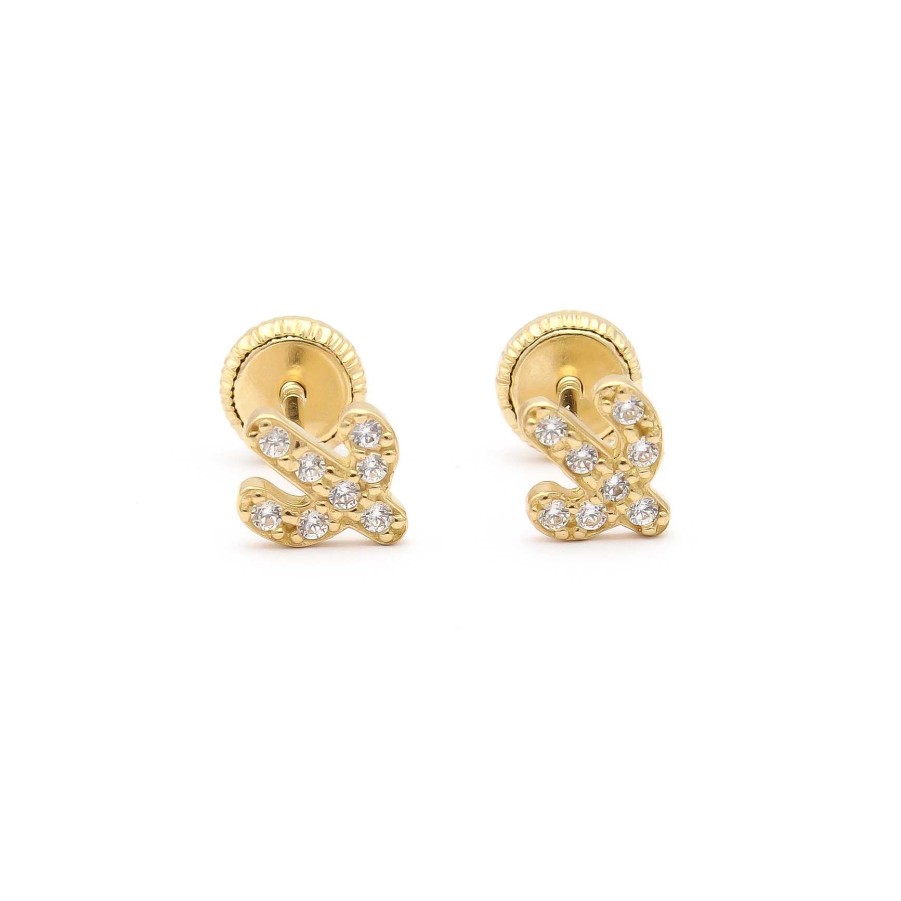 Joyas Oro 18K Joyeria Luis Luna | Pendientes Cactus Circonitas Oro 18K