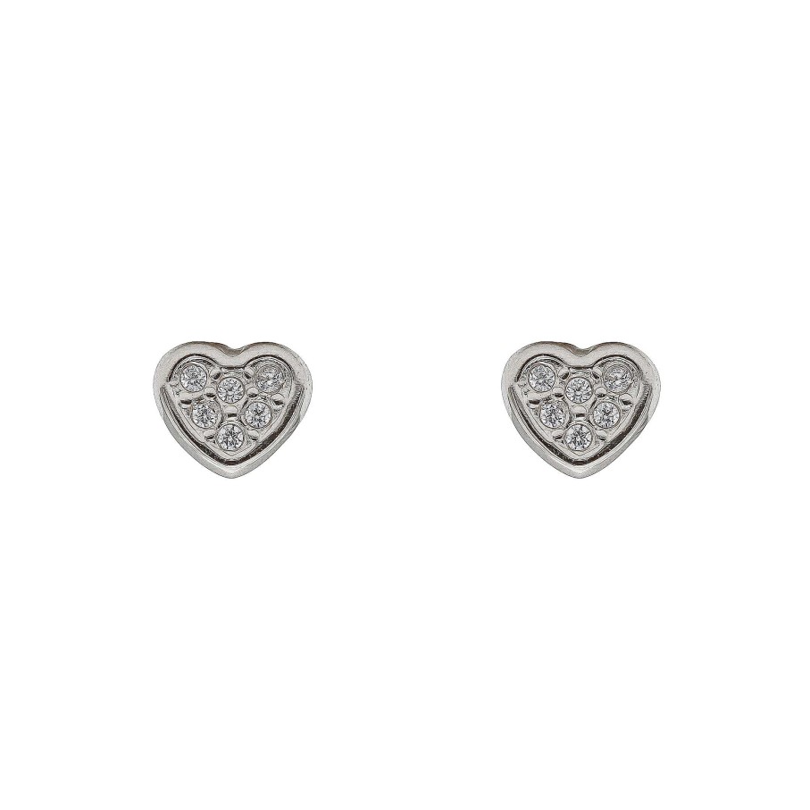 Joyas Oro 18K Joyeria Luis Luna | Pendientes Mini Heart Oro Blanco 18K