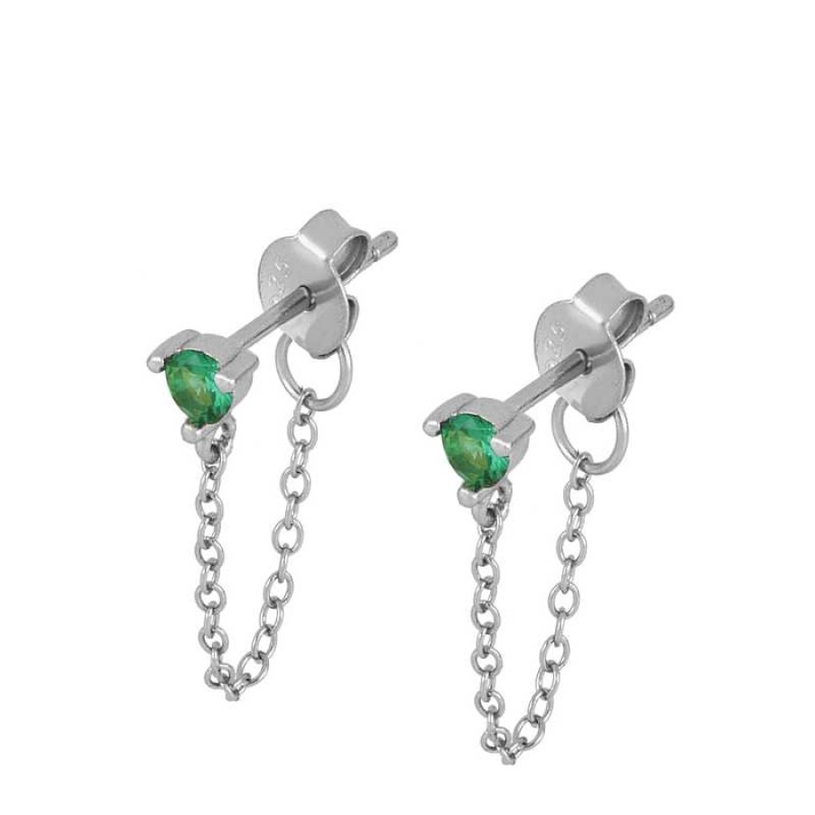 Joyas Plata Joyeria Luis Luna | Pendientes Dunia Chain Verde Plata