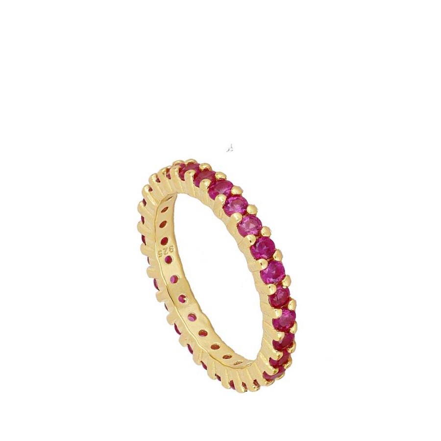 Joyas Plata Joyeria Luis Luna | Anillo Nara Fucsia Plata Dorada