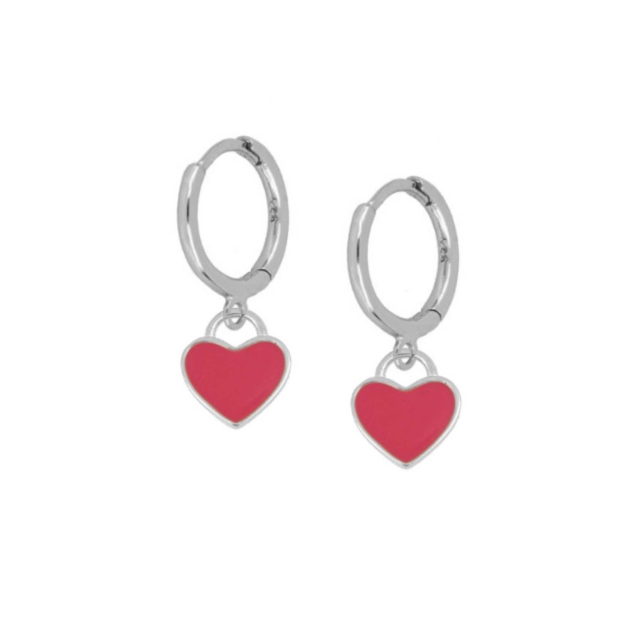 Joyas Plata Joyeria Luis Luna | Aros Heart Fucsia Plata