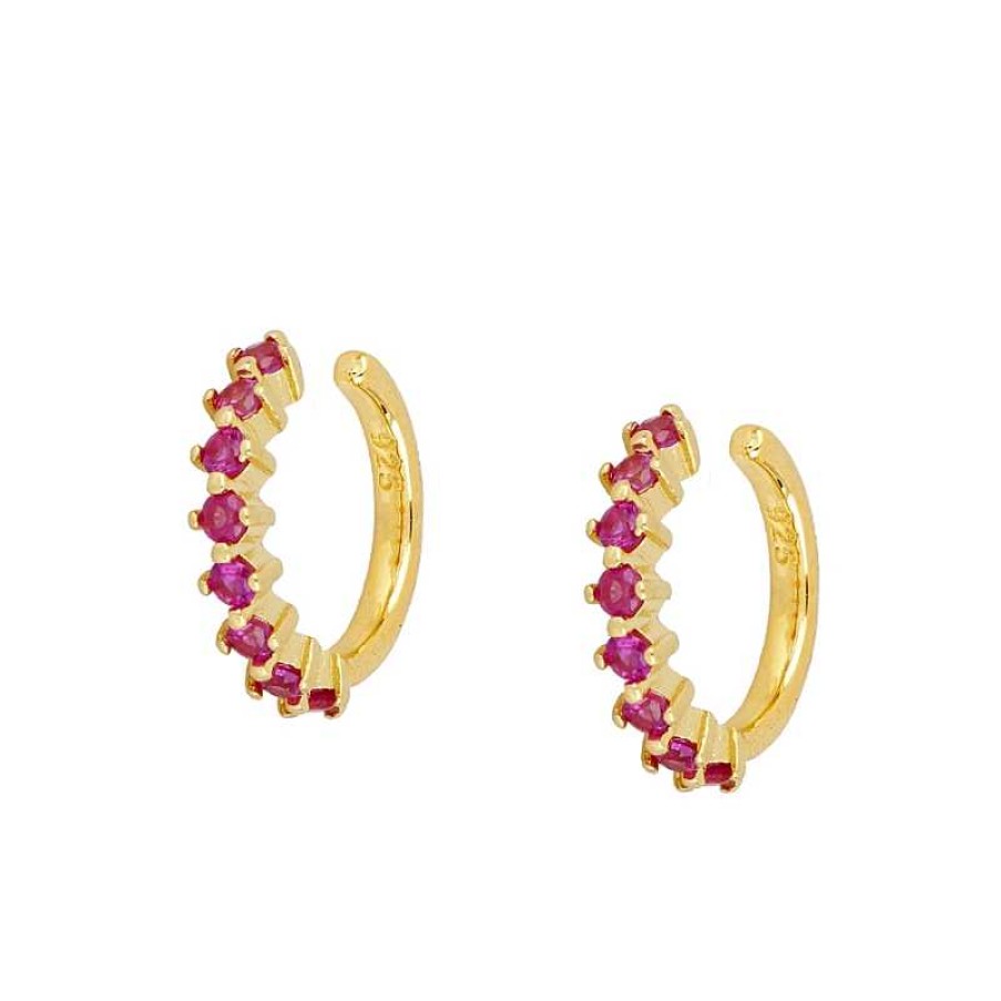 Joyas Plata Joyeria Luis Luna | Ear Cuff Grecia Fucsia Plata Dorada