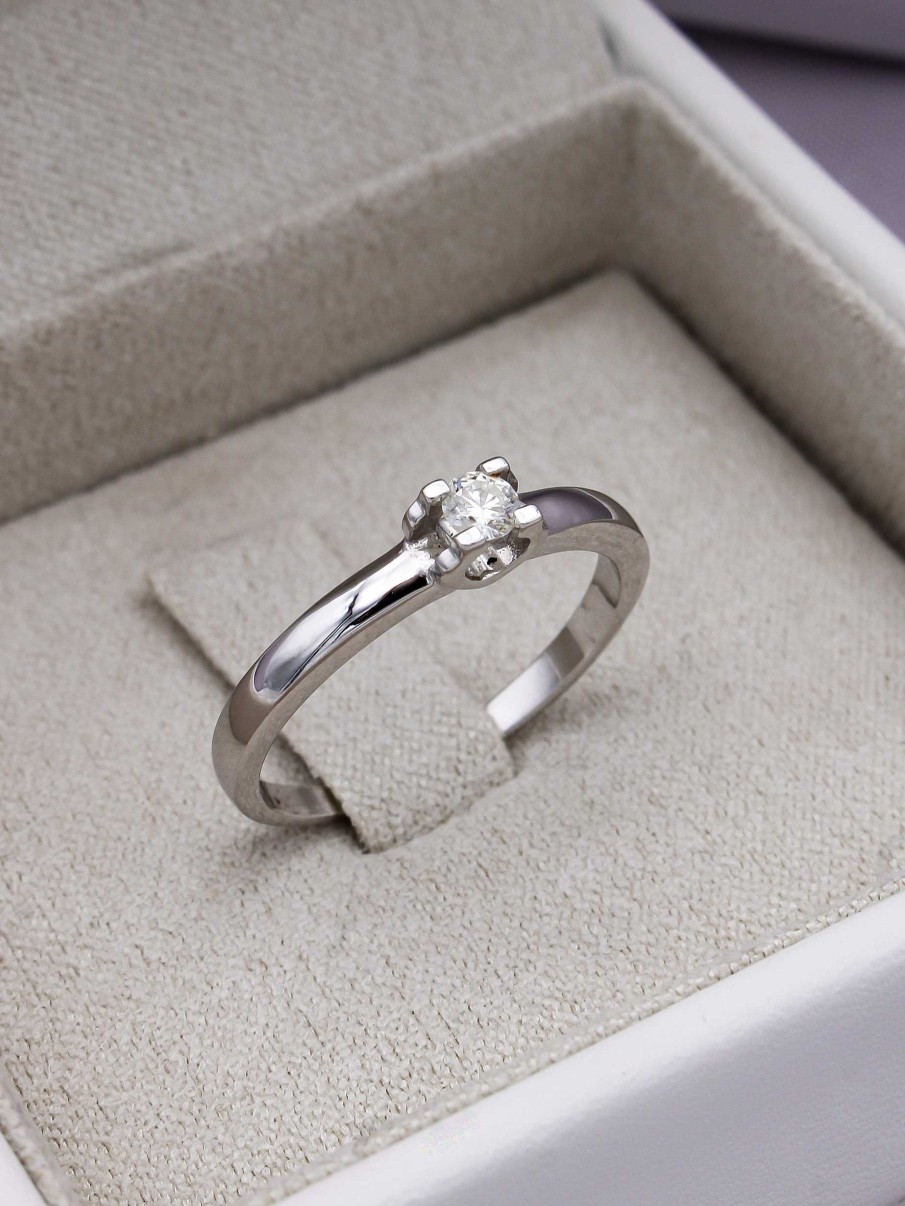 Boda Joyeria Luis Luna | Solitario Olivia Diamante 0,10Ct G-Vs Oro Blanco 18K