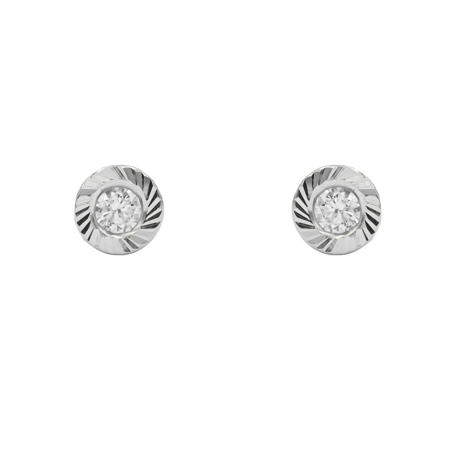 Joyas Oro 18K Joyeria Luis Luna | Pendientes Spiral 5Mm Oro Blanco 18K