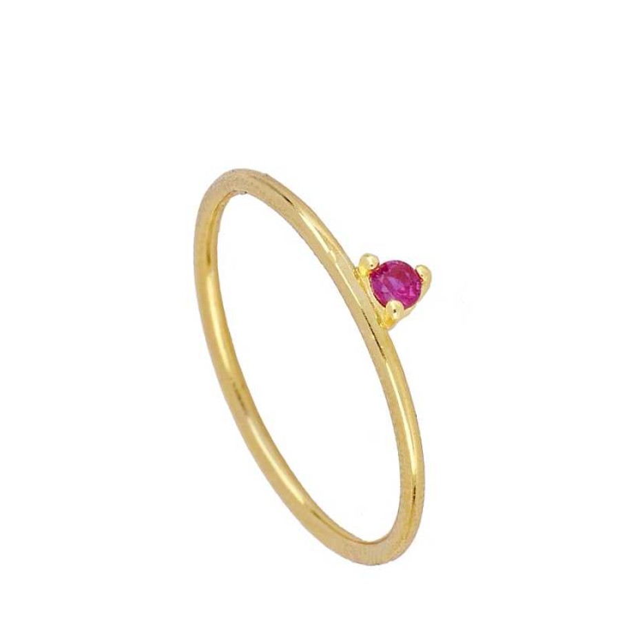 Joyas Plata Joyeria Luis Luna | Anillo Neila Fucsia Plata Dorada