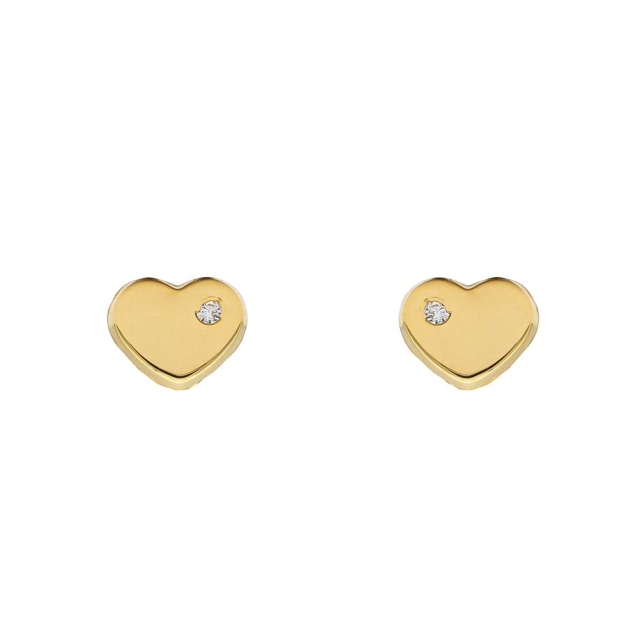 Joyas Oro 18K Joyeria Luis Luna | Pendientes Coraz N Circonita Oro 18K