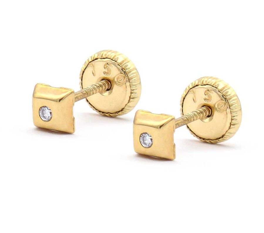 Diamantes Joyeria Luis Luna | Pendientes Square Diamantes Oro 18K